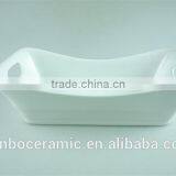 White Rectangular Ceramic Baking Dish /unique Shape thumbnail-1