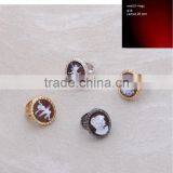 Express 925 Sterling Silver Classic Lady Cameo Ring Made in Italy A18 Cameo 20mm thumbnail-1