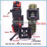 6 in 1 Bottle Opener+Whistle+Fireflint+Blade+Thermometer+Compass Buckle Outdoor Survival Paracord Bracelet thumbnail-1