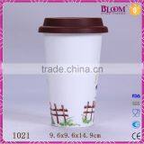 320ml Ceramic Coffee Travel Mug With Silicone Lid thumbnail-2