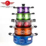 New Design 5pcs Colorized Stainless Steel Soup Pot Kitchen Cookware With Decal thumbnail-1