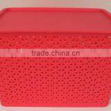 Small Size Plastic Laundry Basket Storage Basket Clothing Bastet With Lid thumbnail-5