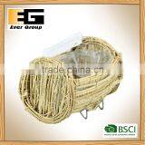 Natural Rattan Semi Cylindrical Garden Planter and Decoration Tray thumbnail-2