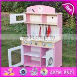 2017 New Design Kids Pretend Play Pink Wooden Kitchen Toy W10C238 thumbnail-4