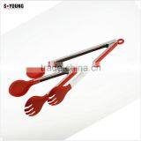 14018 Kitchen and Barbecue Grill Tongs Silicone BBQ Cooking Stainless Steel Locking Food Tong Salad Tongs thumbnail-4