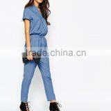 2015 China Factory OEM ODM Fashionable Customized Chambray Jumpsuit With D Ring Belt thumbnail-3