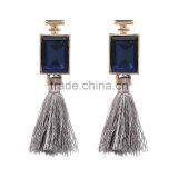 Bohemian Jewelry Crystal Gems With Long Colorful Tassel Charms Earrings for Women thumbnail-5