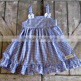2017 New Style Baby Clothes Cheap Wholesale Red and Blue Children's Boutique Summer Baby Girl's Plaid Dress thumbnail-3