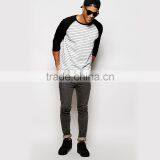 Mens Long Raglan Stripe t Shirt Long Sleeve t Shirt thumbnail-3