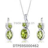 Gemstone Silver Plated Pendant Set With Green Emerald thumbnail-1