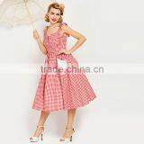 Vintage Dress 1950s Red Plaid Elegant Dresses Girls Party Dresses With Pocket thumbnail-2