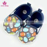 Cute Rugby Pattern Newborn Brown Color Crib Shoes Baby Shoes Matching Pacifier Clip thumbnail-2