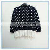 Wholesale 100% Cotton Girls Dot t Shirt Navy Background White Dot t Shirt Children Casual Wear thumbnail-1