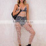 Overall Embroidery Transparent Mesh Dress Sexy Girls' Sheer Beach Wear thumbnail-5