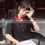 Newest Design Ring Zipper Polo Neck Girl t Shirts With Eyelets and Ring Wholesale thumbnail-4