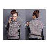 Sleeveless Chunky Womens Cable Knit Sweaters Pullover with Turn-Down Collar Drop Shoulder