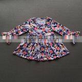 Wholesale Little Girls Frock Design Cotton Dress Long Icing Ruffle Sleeves Fall Clothes For Kids thumbnail-3
