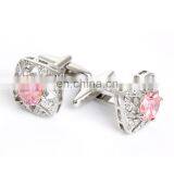 Luxurious Pink Diamond Stone Unisex Shirt Jewelry Cufflinks Brand thumbnail-4