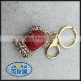 Custom Diamante Red Car Keychain Set Drill Gold Chain Keyring