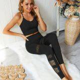 Women's 2 Piece Outfits Yoga Wear Sets Crop Top Legging Workout Suit Swear thumbnail-3