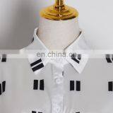 Asymmetrical Print Dresses For Women Lapel Collar Long Sleeve High Waist Tunic Mini Dress 2020 thumbnail-3