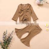 Baby Girl Clothing Sets Fall Winter Toddler Long Sleeve Tops+Flare Pants Girls Casual Ribbed Outfits 2pcs Set Solid Color thumbnail-6