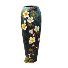 European Retro Hand Made Creative Soft Decor Green Ceramic Floor Vase For Office Hotel thumbnail-5