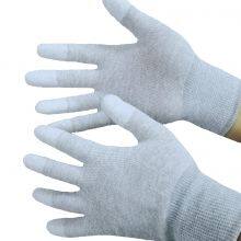 Gray Elastic Knitted Cuffs Polyurethane Palm Dipped Coating Top Fit Gloves White PU Assembly Safety Work Hand Gloves thumbnail-1