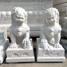 Stone Lion Manufacturer, White Jade Carved Lion Door Decoration, Finely Carved Stone Lion Wholesale thumbnail-4