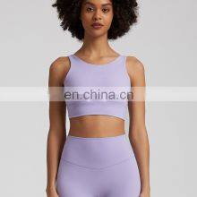 High Neck Hollow Out High Quality Breathable Yoga Tops Gym Backless Crop Sports Bras Nylon Spandex thumbnail-3