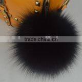 2016 Latest Fashion White Black 100% Real Fox Fur Pom Pom Girl Keychains thumbnail-2