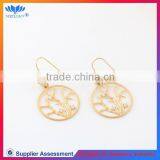 Promotion gold hollow alloy slice drop earrings for women wholesale