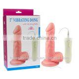 Sex Toys Real Skin Feeling Dildo 7 Inches Vibrating Life-like Carved Dong thumbnail-1