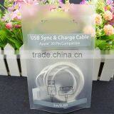 Header Plastic Packing Bag for Usb Sync & Charge Cable / Transparent Phone Accessories Packing Bag