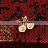 Fashion Jewelry YiWu Factory Stylish Gold Plated Heart Shaped Crystal Round Stud Earrings thumbnail-2