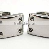 Stainless Steel Silver Rectangle Personalized Cool Cufflinks for Men thumbnail-3