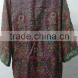 Indian Handmade Girls Nightwear Intimate Sleepware Kimono Bathrobe Vintage Silk Saree Nightgown thumbnail-2