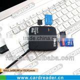 With Light Indicate USB 2.0 Black Combo- 3 Ports Hub & Card Reader SD+MS+M2+TF,combo Usb Hub