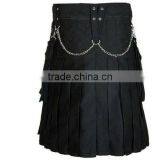 STYLISH BLACK UTILITY KILT WITH CHROME CHAIN thumbnail-2