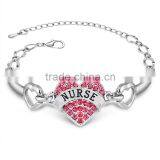 New NURSE Letter Jewelry Mom Sister Daughter Bracelet NURSE Heart Shape Beads Crystal Rhinestone For Women Gifts thumbnail-1