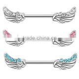 Multi Gem Angel Wings Nipple Piercing Ring