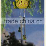 Outdoor Ceramic Frog Wind Chime With Solar Garden Led Lights