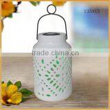 Outdoor Ceramic Hanging Lantern Solar Led Garden Lights