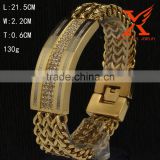 Fashion Bracelets & Bangles Stainless Steel 14K GOLD Jewelry Clasp Watch Band ID Bracelets For Men                        
                                                                                Supplier's Choice