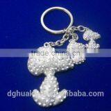 Snoopy Pet Puppy Rhinestone Dot Decorative Keyring