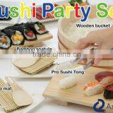 Japanese Kitchenware Sushi Party Sets Made in Japan Sushi Rolls Machine Mold Tong Bamboo Mat Spatula Wooden Bucket Hand Fan Set thumbnail-1