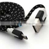 Black Color For Iphone 6 Flat Braided Fabric USB Cable