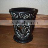 Black Soapstone Aroma Oil Burner , Stone Aroma Oil Burner