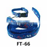 dog led collar and leash-fabric pet collar-printing webbing collar FT-66