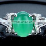 HDS12 nature green chrysoprase 925 sterling silver rings